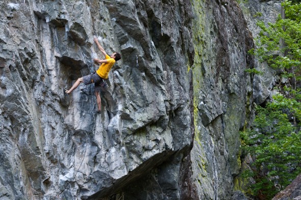 Michael JP Hall chases down the crux sequence on The Fleeing Heifer (12c), The Circus, Cheak Canyon.