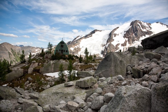 Conrad Kain Hut, about 2.5 hours from the road (we stayed higher up at Applebee Dome camp)