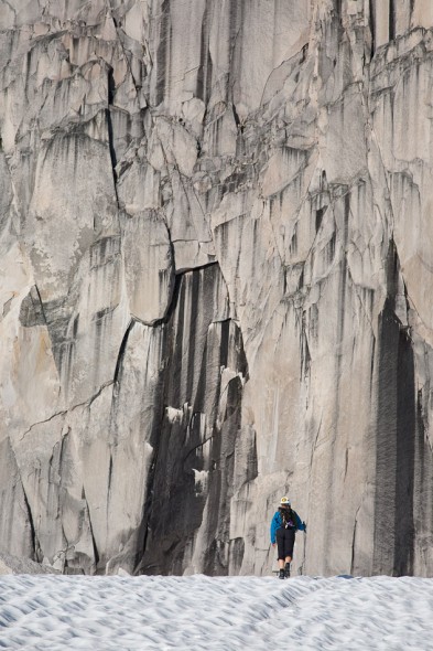 Hana under the East Face of Snowpatch Spire