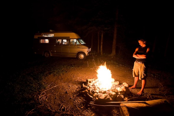 Nico and some late night pyromania, Stone Hill camp site