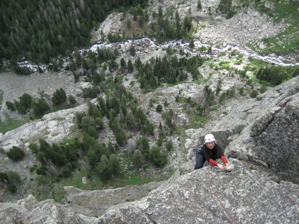 High above Death Canyon on The Snaz, 5.10