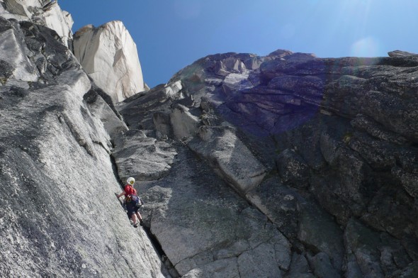 Hana leading the third pitch (5.7) on the Becky Greenwood Super Direct