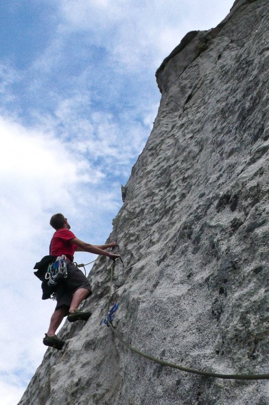 Me leading on The Wedge, 5.9 [photo by Hana]