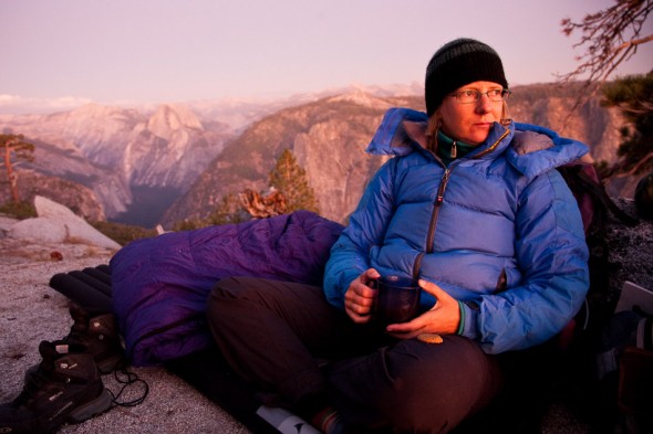 Dusk on the top of El Cap. Half Dome in the background.