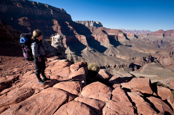 Slowly getting deeper into the canyon. The rim is a 100m or so thick band of limestone, the trail then passed through various layers of sandstone and more limestone, before hitting the basement rocks of schist, gneiss and various granites down at the Colorado