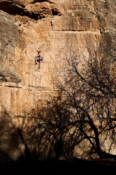 Afternoon sun on the Main Wall at Jacks Canyon, AZ