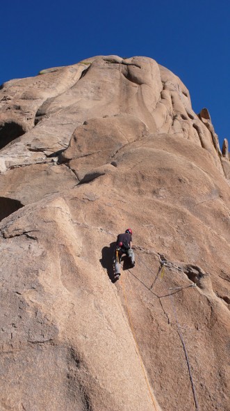 Me on lead on pitch one of the first climb we did on Squaretop. 