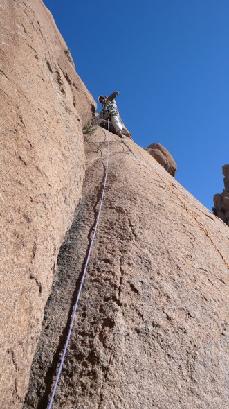 Dave on lead on pitch 2 of our first route on Squaretop.