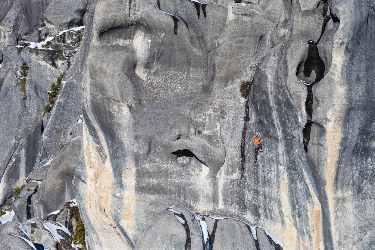 It might not climb like a classic, but it looks like one from a distance. John Palmer on the thin Fearnley route Subculture (24).