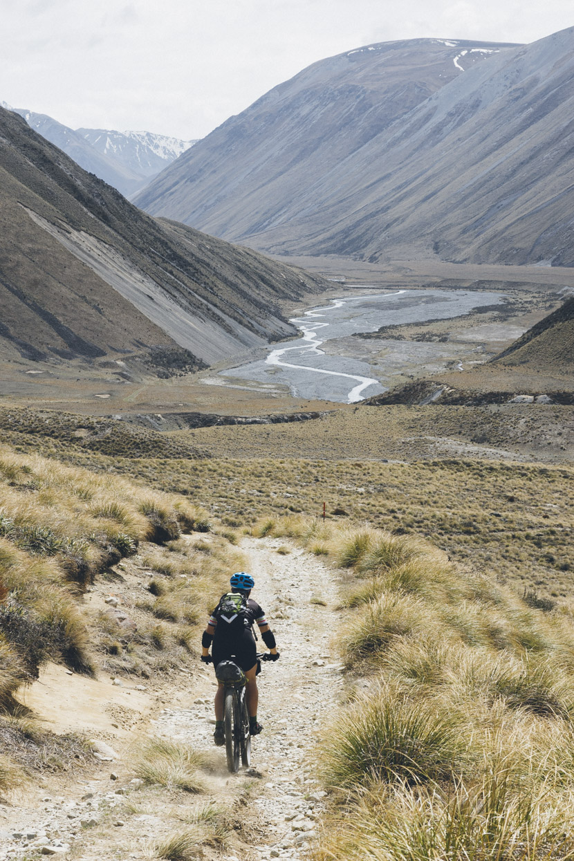 Dropping down to Boundary Creek and the South Branch of the Ashburton River after some cruisy 4WD riding up the valley.