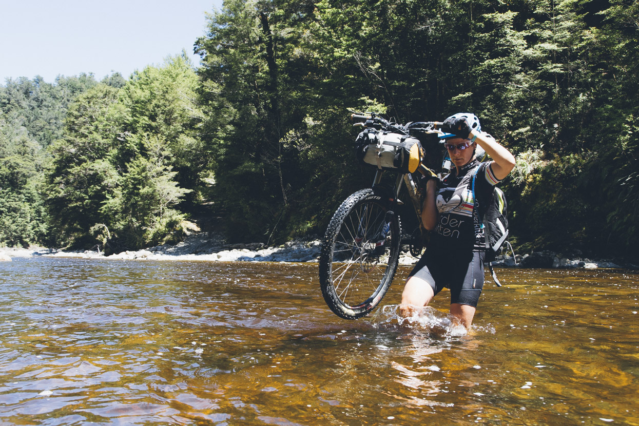 Hana crossing the Mackley.