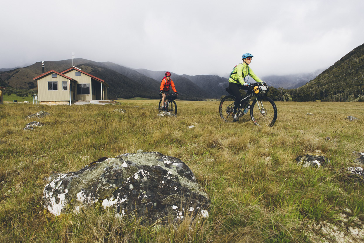 Departing Anne Hut on a moody morning. 