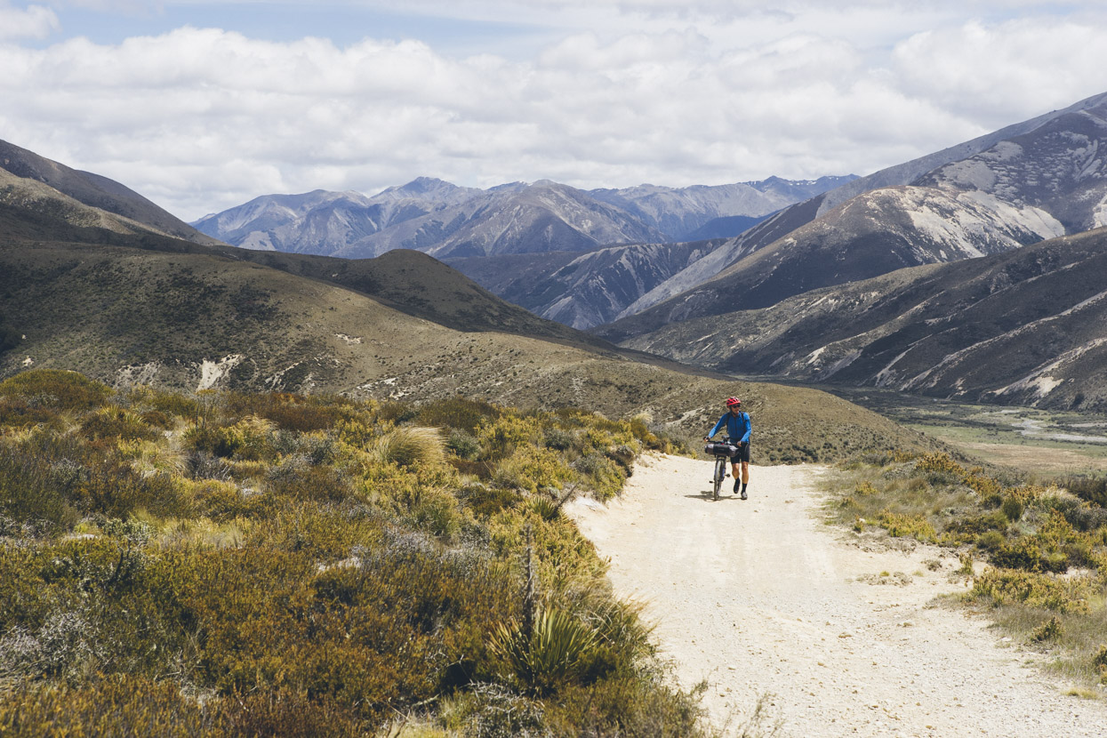 Final steep climb of the trip onto Peter's Pass, before the fast and fun ride down to St James Homestead. 