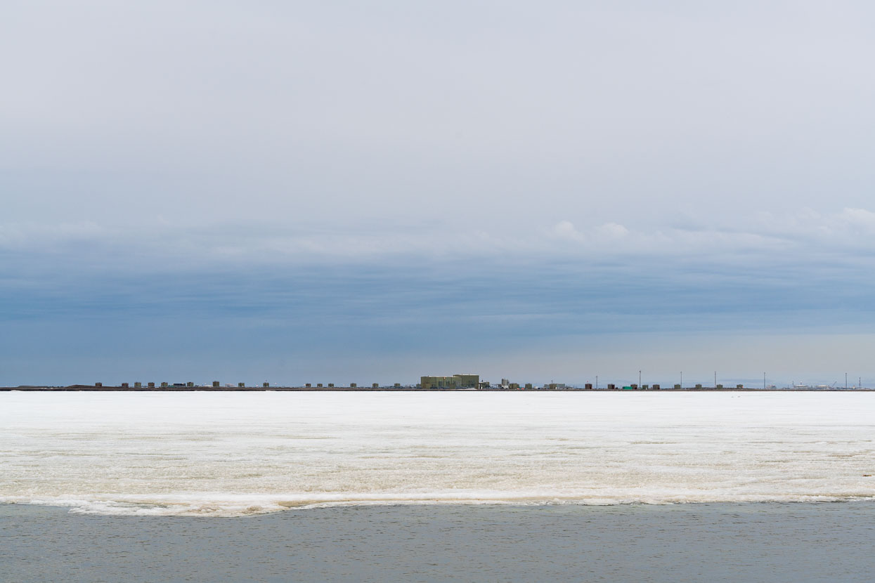 Mostly frozen Colleen Lake, the view from our hotel.