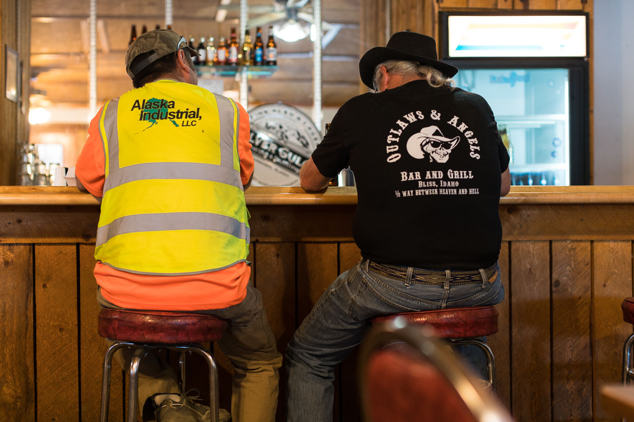 After a quick $14 shower we tucked into the all-you-can-eat buffet, sharing the dining room with pipeline workers, truck drivers and contactors.