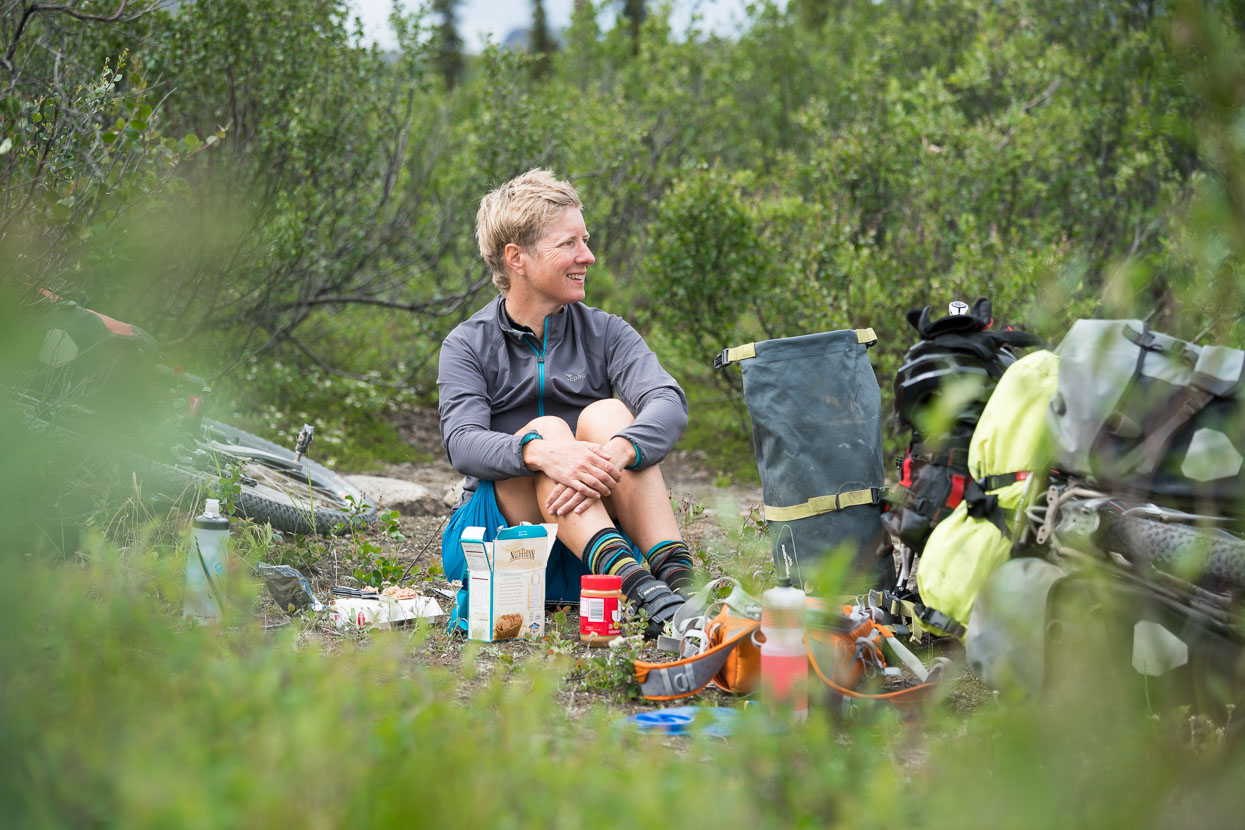 Lunch is usually eaten on the roadside: sometimes at a picnic area, sometimes on the most attractive patch of dirt we can find.