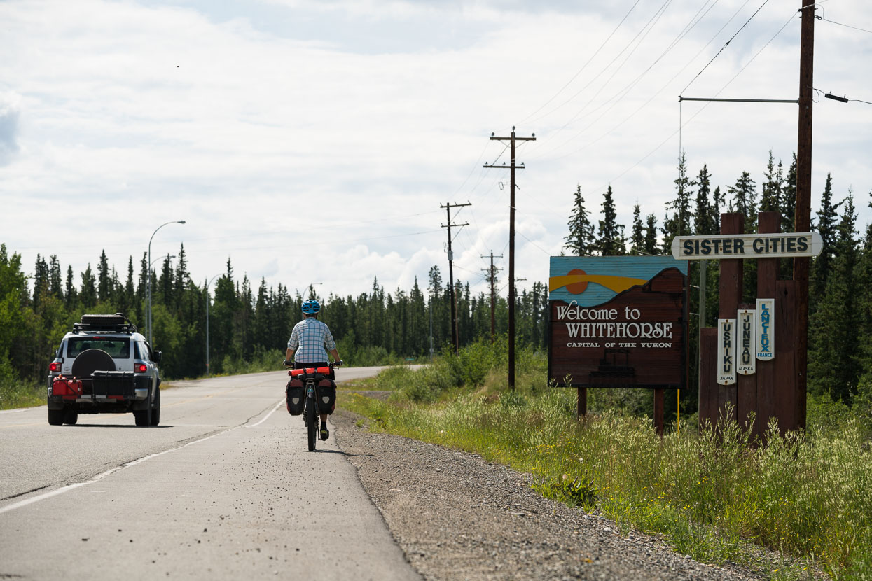 Our excitement arriving at Whitehorse is palpable: it's the biggest centre we've been to in weeks (since Fairbanks) and were looking forward to staying in a real house. After days of seeing tiny towns and little infrastructure the change feels significant: humanity has a greater grip on the land here and we're almost startled to see modified land and horse paddocks.