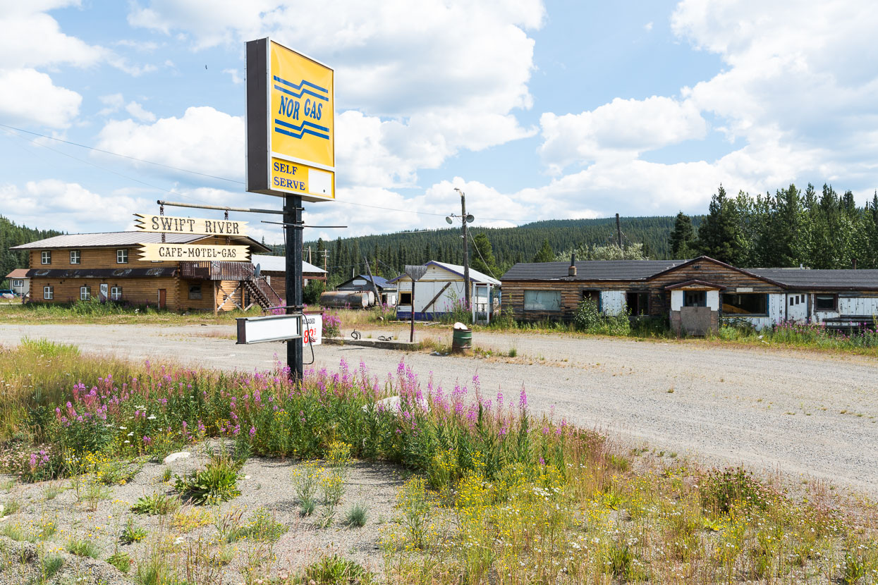 Alongside the highway a few roadhouses prevail, many at the sites of previous construction camps. But for every survivor there seemed to be one abandoned.