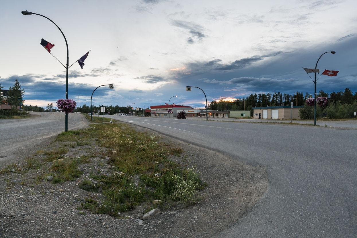 Watson Lake, not too much to write home about, but the library had good wifi. A recent brutal murder there seemed to have thrown a pall over town.