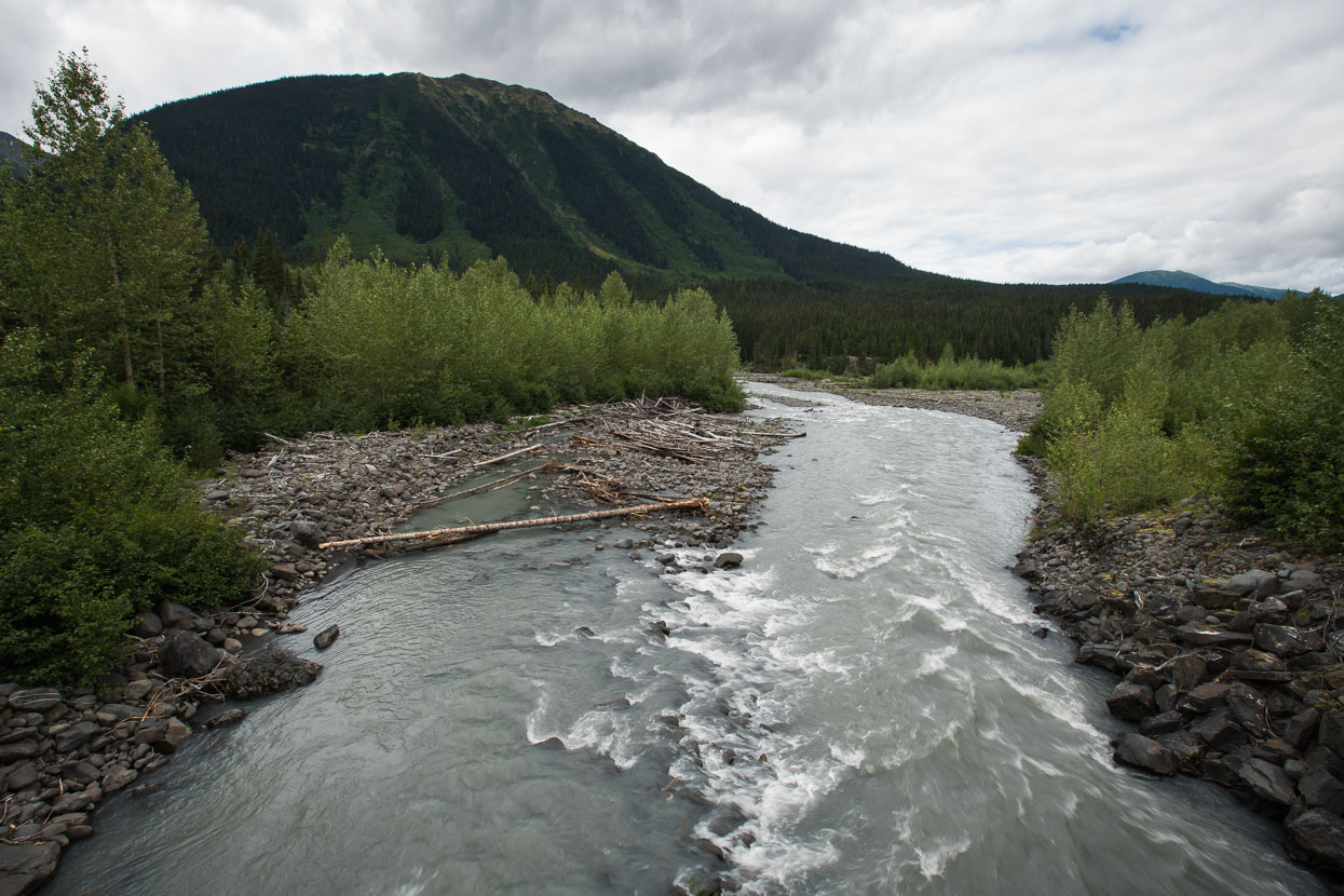 Crossing a stream on the edge of the Ningunsaw Ecological Reserve.